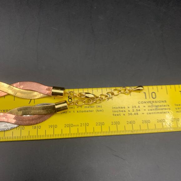 Vintage Braided Tri-Tone Statement Multi Strand Necklace - Picture 12 of 12